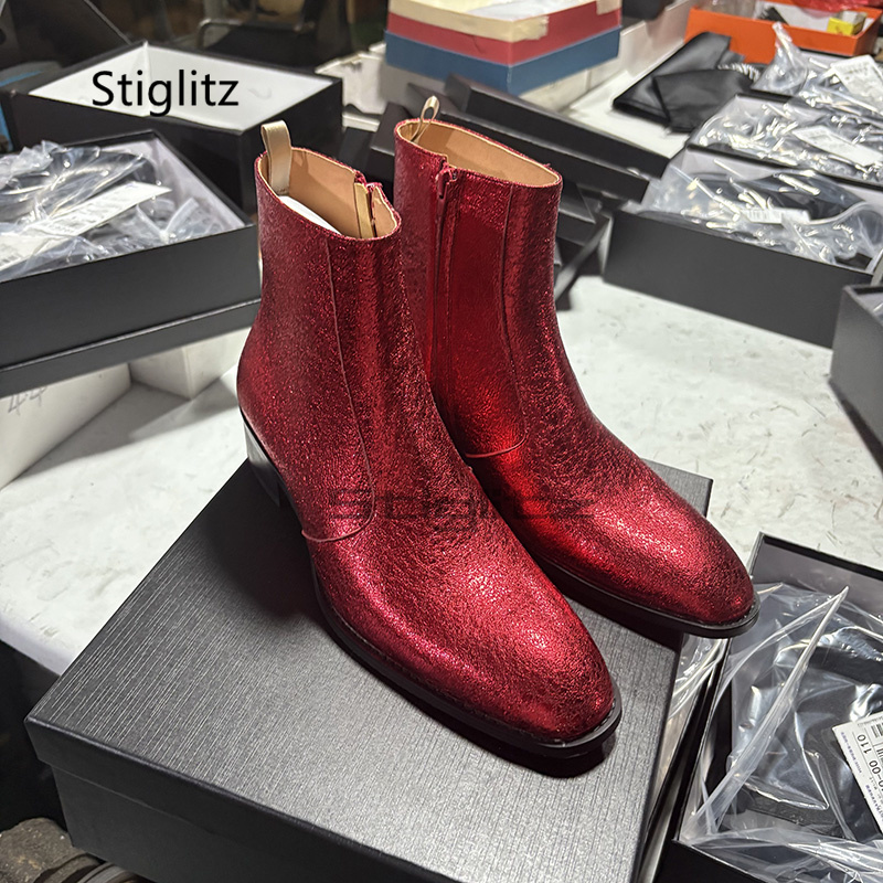 Red Genuine Leather Chelsea Bo - Men Shoes For Wedding recension och pris