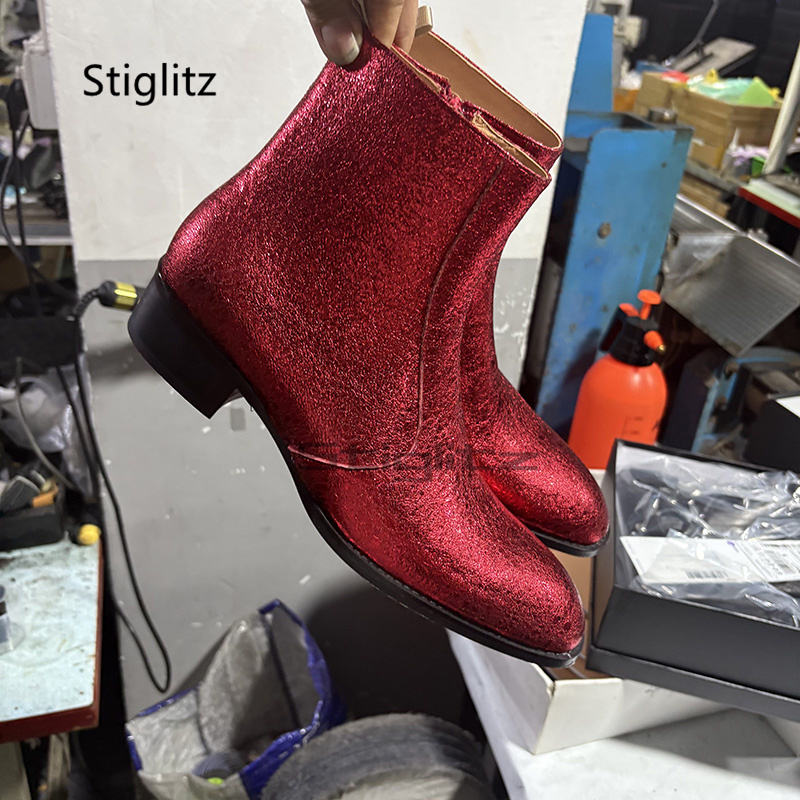 Red Genuine Leather Chelsea Bo - Men Shoes For Wedding recension och pris