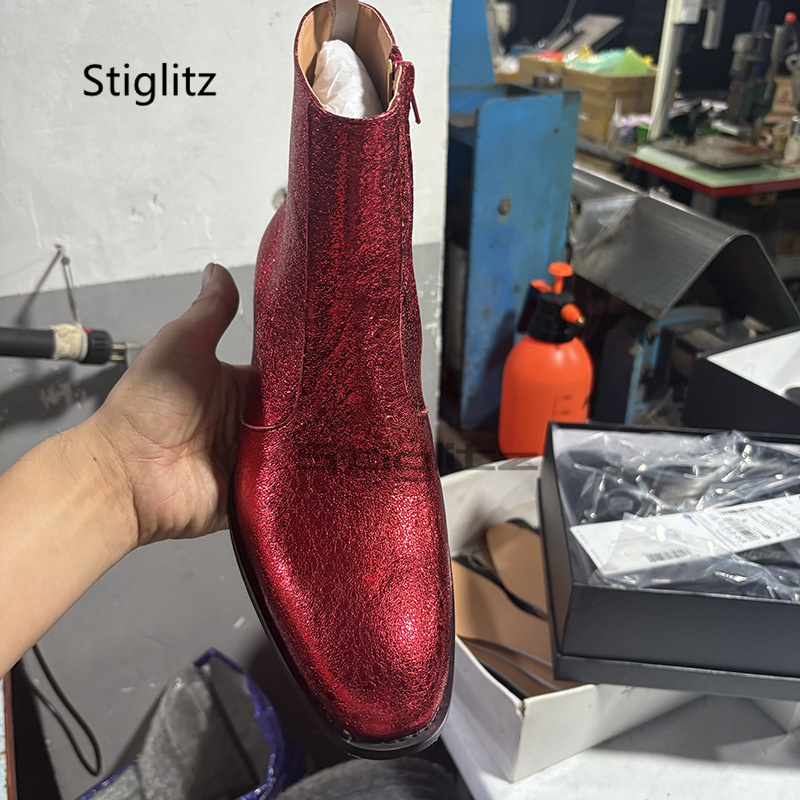 Red Genuine Leather Chelsea Bo - Men Shoes For Wedding recension och pris