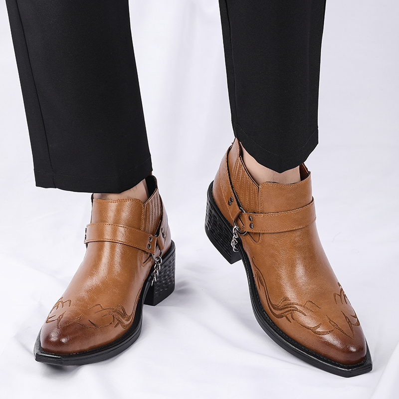 New Brown /Black Cow Leather B - Men Shoes For Wedding recension och pris